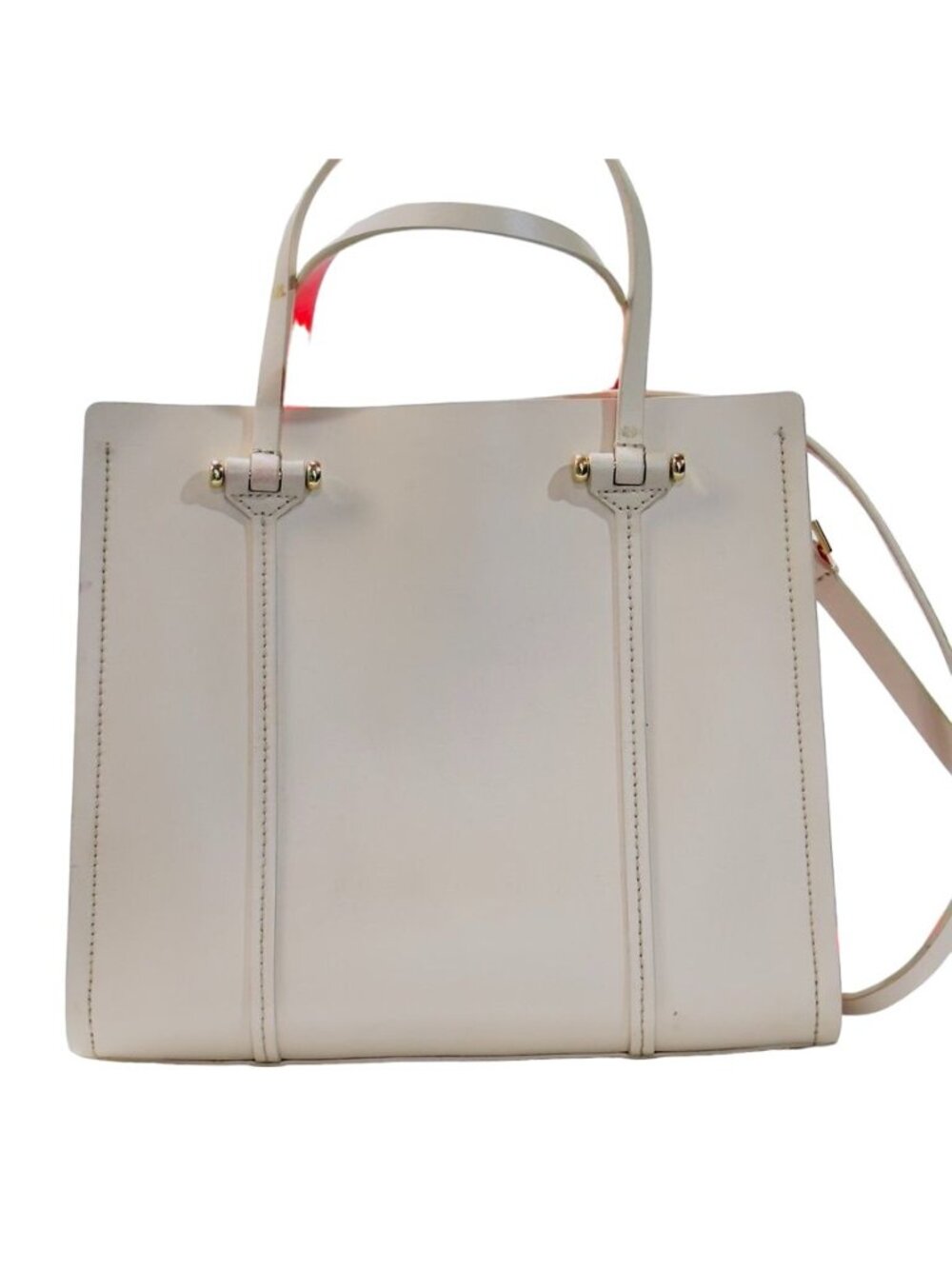 KATE SPADE Arbour Hill Elodie Handbag Beige Red Adjust Detachable Strap Handles - Picture 6 of 13